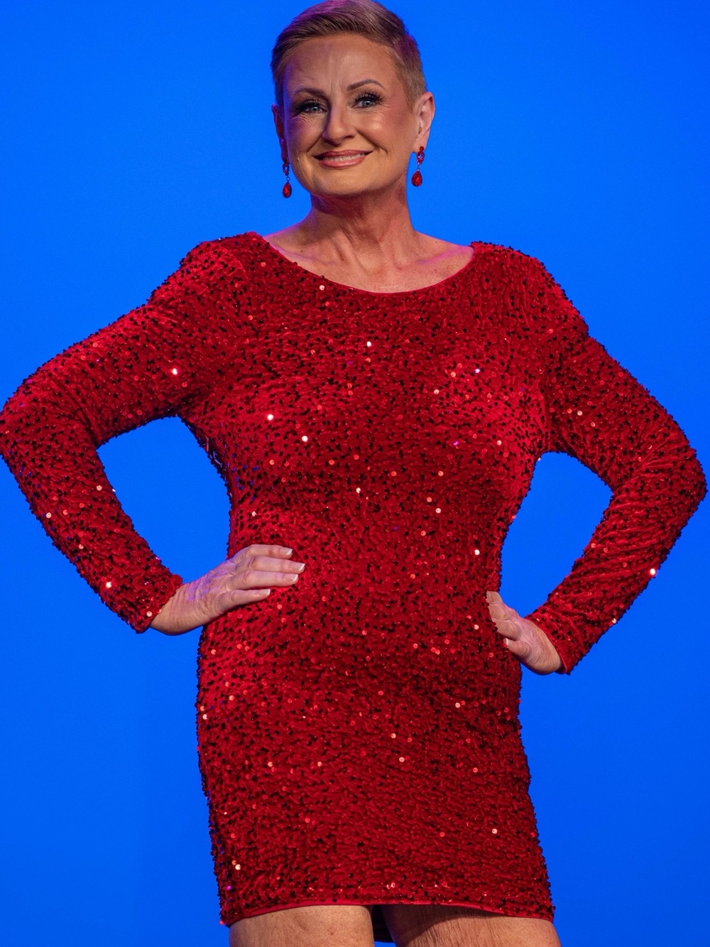 KARA AND KATE  RED SEQUIN/VELVET MINI DRESS